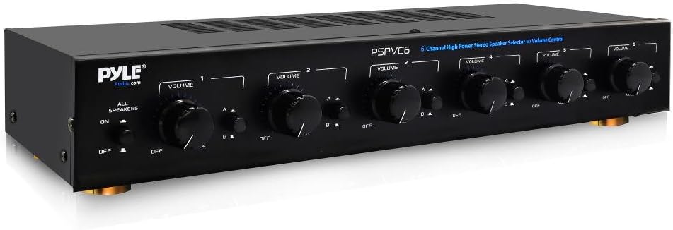 Pyle Premium New and Improved 6 Zone Channel Speaker Switch Selector Volume Control Switch Box Hub Distribution Box for Multi-Channel High Powered