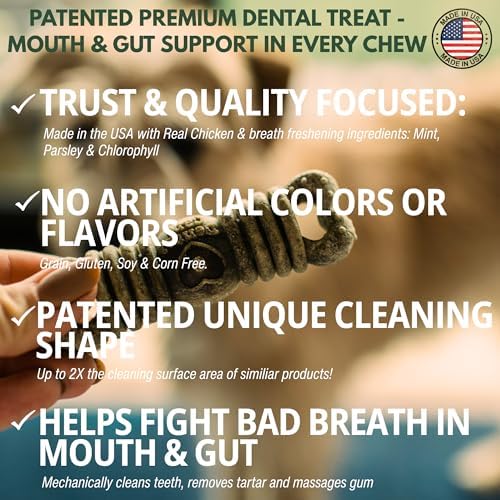 Loving Pets Ora-Bone™ Dental Chews for Dogs – USA Made Dog Dental Sticks with Parsley & Mint – Patented Shape to Reduce Plaque, Tartar, Massage Gums & Freshen Breath (Medium Dogs 14 oz.)