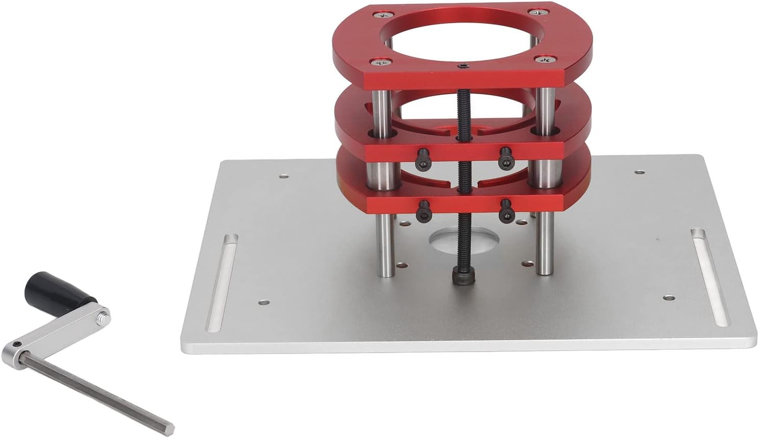 Kreg Router Table Lift Compatible, Aluminum Alloy Manual Router System Kit with Crank Handle for Easy Adjustment, Ideal for Small Trimming Machines Silver