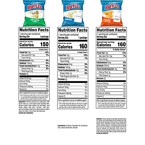 Ruffles Cheddar & Sour Cream Flavored Potato Chips, 1.5 Ounce (Pack of 64)