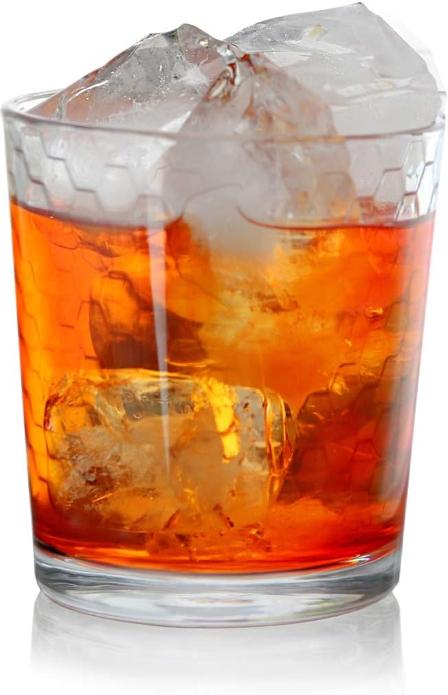Circleware Paragon Double Old Fashioned Whiskey Glass, Set of 4 Kitchen Drinking Glasses Glassware for Water, Juice, Ice Tea, Beer