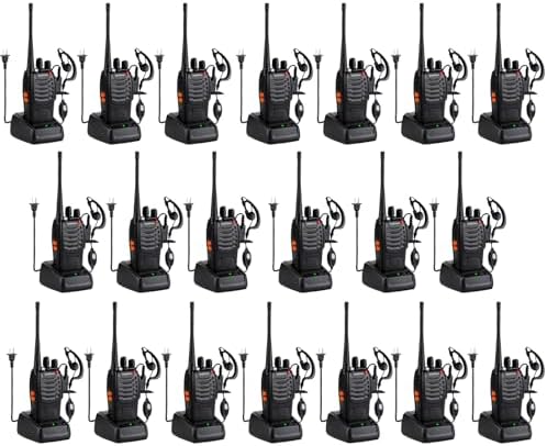 Baofeng Walkie Talkies 888S Rechargeable Long Range with Earpieces for Adults, 16 Channel Professional Radio Handheld Two Way Radios Li-ion Battery and Charger Included (10pack with 10earpiece)