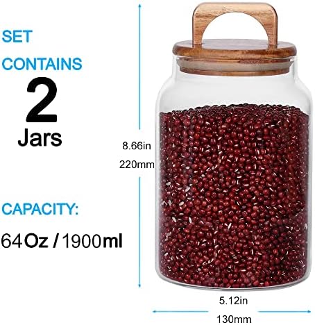 SAIOOL Egg Jar,kitchen canister， 1 Gallon Large Glass Food Storage Jars with Airtight Lid, Clear