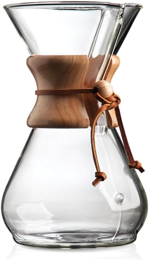 Chemex Pour-Over Glass Coffeemaker - Classic Series - 8-Cup - Exclusive Packaging | Manual Drip Coffee Brewer, Non-Porous Borosilicate Glass