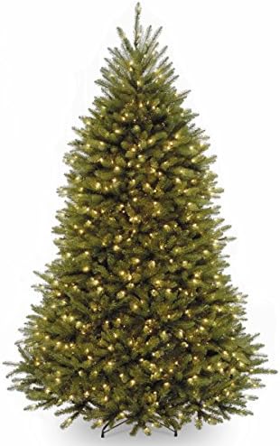 National Tree Company 7.5 ft Pre-Lit Dunhill Fir Artificial Christmas Tree, 600 Warm White LED Lights, 2, 189 Tips, Includes Stand
