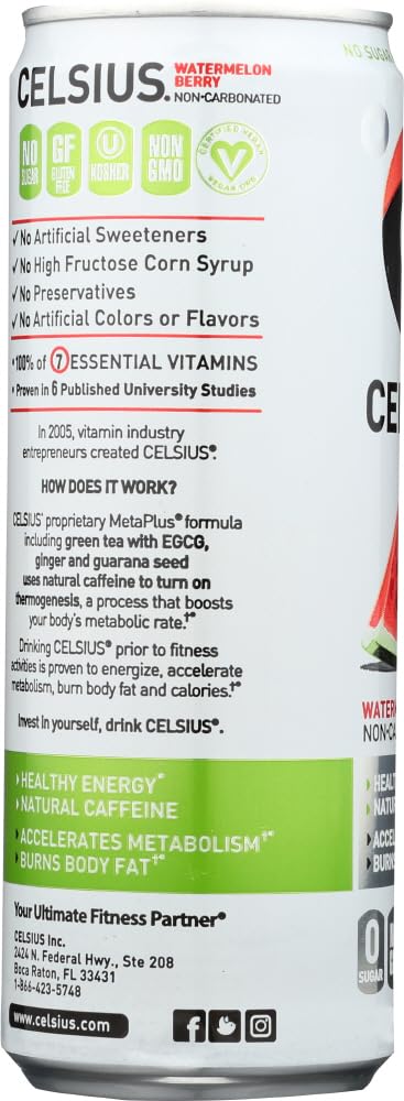 CELSIUS Sparkling Peach Vibe, Functional Essential Energy Drink 12 Fl Oz (Pack of 4)