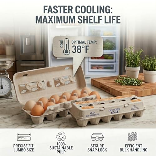 FarmTek Jumbo Egg Cartons – 200 Count, Molded Fiber Bulk Pack | Secure Jumbo Egg Storage, Durable Molded Fiber, Protective Natural Finish