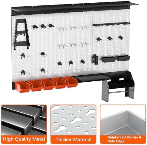 TORACK Pegboard Wall Organizer Kit 48x24 in, Garage Metal Tool Pegboard