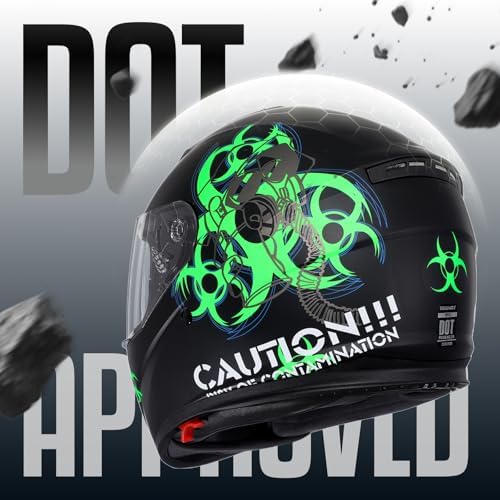 TRIANGLE Full Face Dual Visor Motorcycle Helmet, DOT Approved for Adults | High-Impact Street Bike Headwear with Smoked Inner Shield, Fast Buckle Strap & Breathable Comfort Padding for street riding