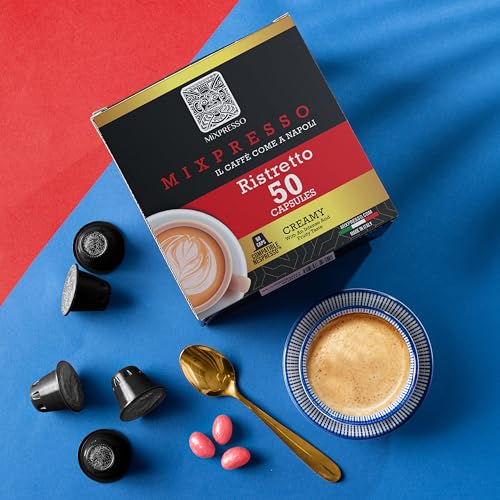 Mixpresso Classe Coffee Espresso Capsules Compatible With Nespresso Original Brewers, Single Cup Coffee Pods 100% from Italy, Medium Roast 80% Arabica Espresso, 50 Count Coffee Capsule Intensity 8/12 | 50 Count Single Cup Coffee Pods Compatible With Nesp…