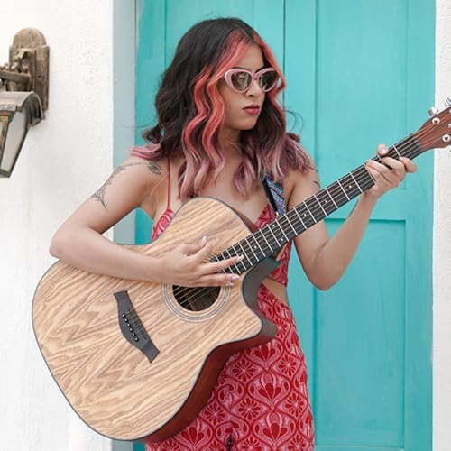 Kadence A06EQ-SC Acoustica 40" Electro Acoustic Guitar | Grand Auditorium Cutaway | AshWood | Built-in Pickup + 2 Band EQ | Includes Bag, Cable, Strap