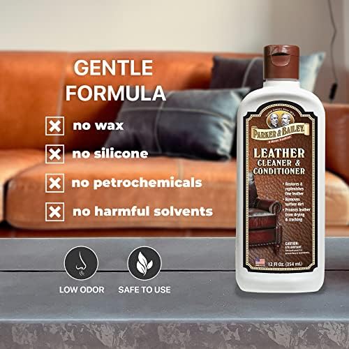 Parker & Bailey Leather Cleaner & Conditioner – Restores & Conditions, Cleaner For Upholstery or Car Interior, Car Seat Cleaner, Faux, Furniture