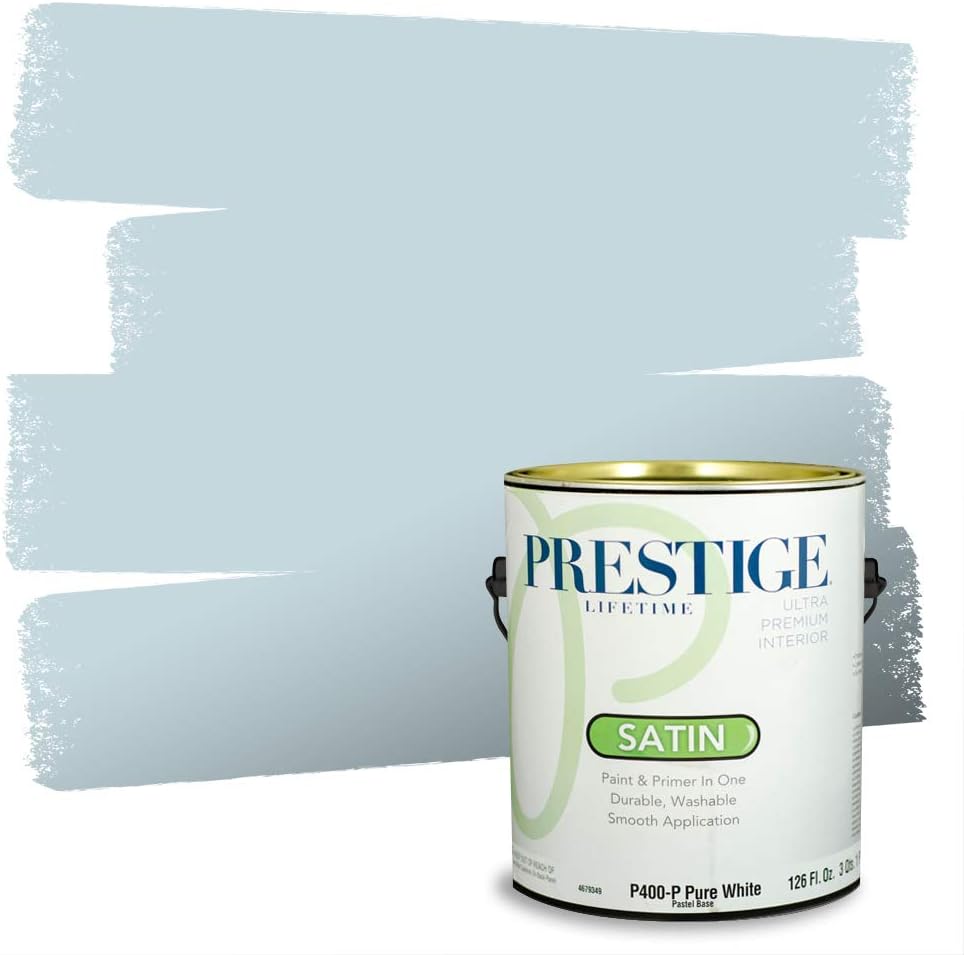 Prestige Paints E400-P-SW6506 Exterior Paint and Primer in One, 1-Gallon, Satin, Comparable Match of Sherwin Williams Vast, 1 Gallon, SW45-Vast Sky