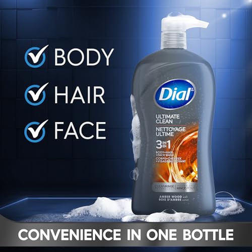 Dial Men 3in1 Body, Hair and Face Wash, Ultimate Clean, 32 Fl Oz
