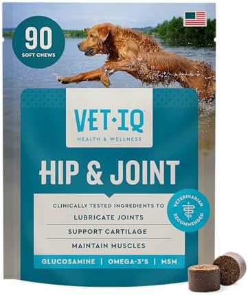 VetIQ Glucosamine Hip & Joint Supplement for Dogs, 180 Soft Chews, Joint Support Supplement with MSM and Krill, Dog Health Supplies Large & Small Breed, Chicken Flavored Chewables | Supports mobility for large & small breeds; glucosamine, MSM & krill oil…