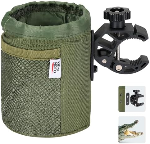 KEMIMOTO Motorcycle Cup Holder, Oxford Fabric Motorcycle Drink Holder with 0.6"-1.5" Alligator Clamp, Universal Water Bottle Cup Accessories for Bike