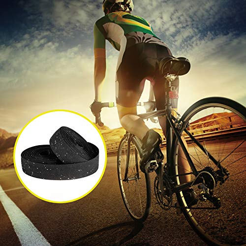 LSSH Bike Handlebar Tapes, Cork Bike Handlebar Tape, Bicycle Bar Tape, Cycling Handle Wraps, EVA Road Bike Handlebar Tape – 2 Rolls (Black)