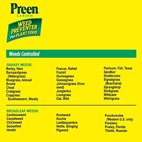 Preen Garden Weed Preventer Plus Plant Food 16 lb. Drum, Covers 2,560 sq ft | Granular All Purpose Fertilizer with Pre Emergent Weed Control for Gardens – Prevents Weeds and Feeds Plants