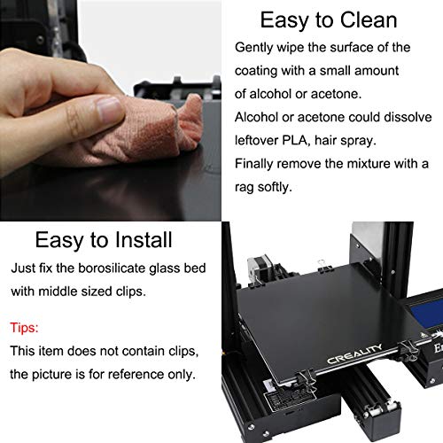 Creality Ender 3 Glass Bed Upgraded Build Surface Plate, 235x235x4mm | Upgraded glass bed, no edge curling, no logo imprints, improved flatness