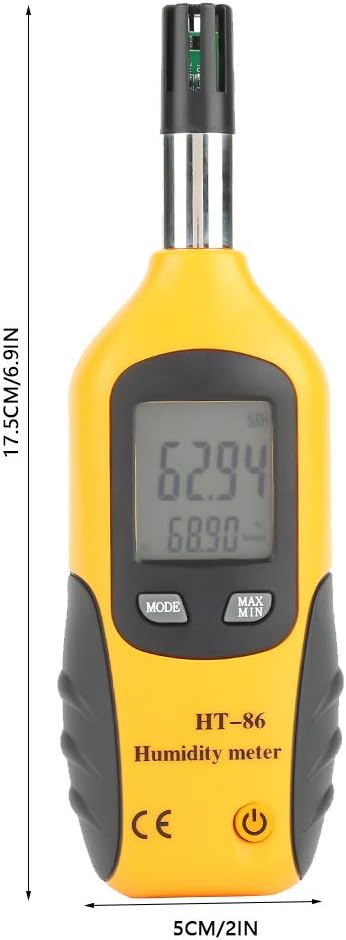 HT-86 Digital Thermometer Hygrometer Portable Hygrometer Thermometer Humidity 6.9 x 2in Wet Bulb/Dew Point Temperature Meter Humidity Meters