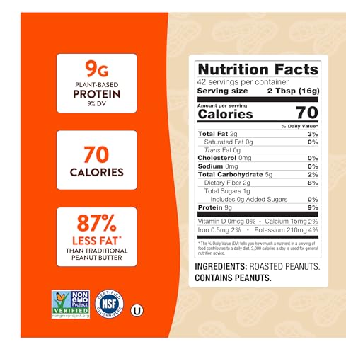 PBfit Simply Peanut Powder 24 Oz, 9g Protein, One Ingredient