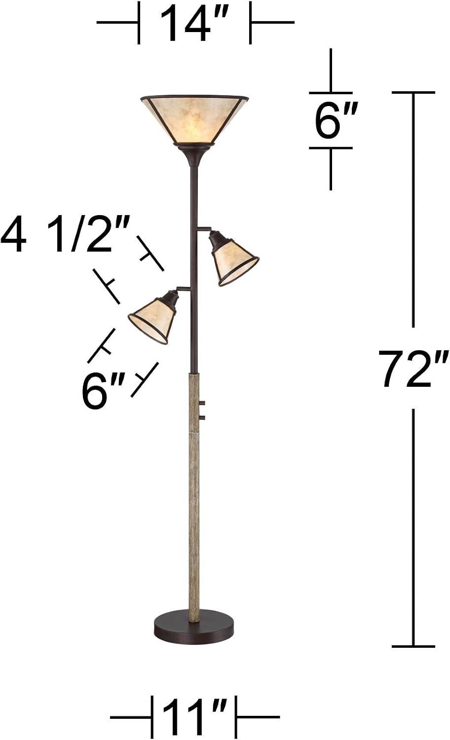 Plymouth 72" Bronze and Mica Torchiere Floor Lamp Living Room