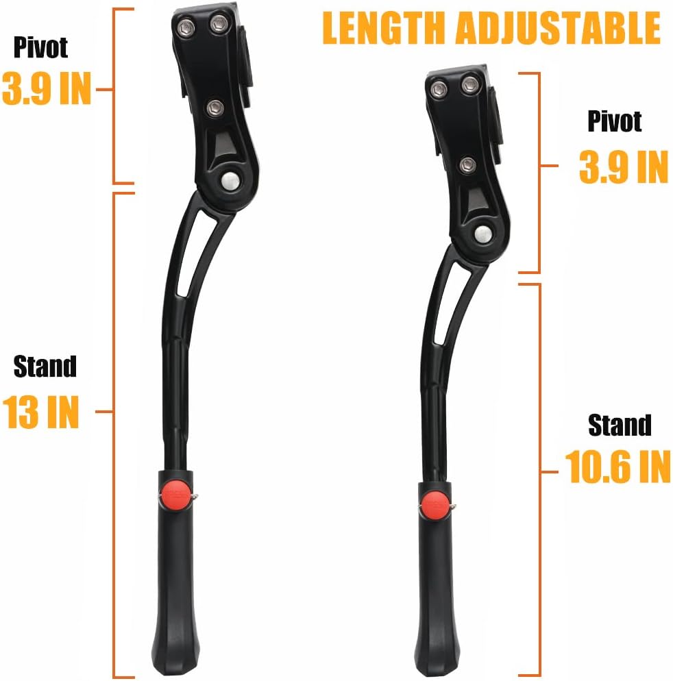 TOPCABIN Bike Kickstand Adjustable Aluminium Alloy Bicycle Kickstand Bike Side Kickstand Fit for 22" 24" 26" 28" Mountain Bike Road cycling/BMX/MTB (Black for 22-24-26-27-28 inch bike)