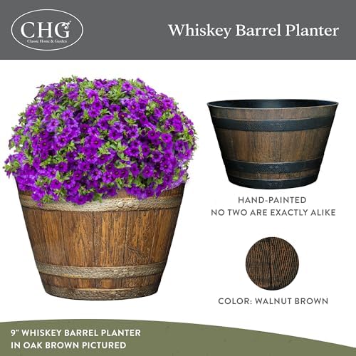 20.5" Jameson Whiskey Barrel with Drainage in Kentucky Walnut