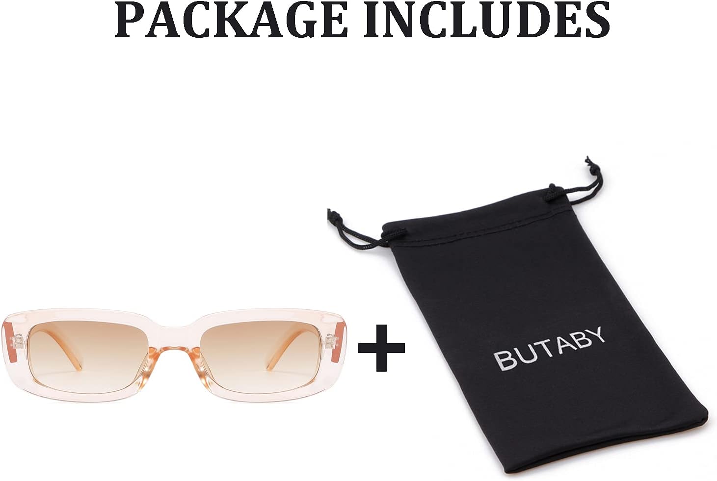 BUTABY Rectangle Sunglasses for Women Retro Driving Glasses 90’s Vintage Fashion Narrow Square Frame UV400 Protection