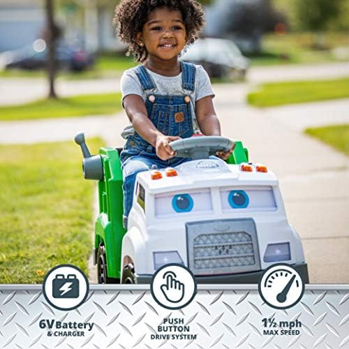 Kid Trax Real Rigs Toddler Recycling Truck Interactive Ride On Toy, Kids Ages 1.5-4 Years, 6 Volt Battery and Charger, Sound Effects