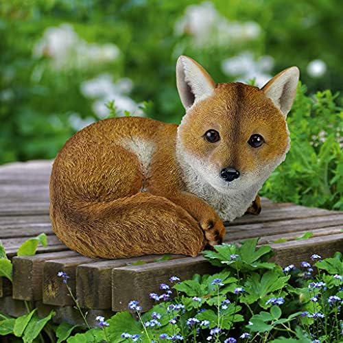 Design Toscano Simon The Woodland Fox Indoor/Outdoor Garden Statue for Patio, Pool or Lawn, 18 Inch Tall, Cast Stone Resin, Red Orange Paint