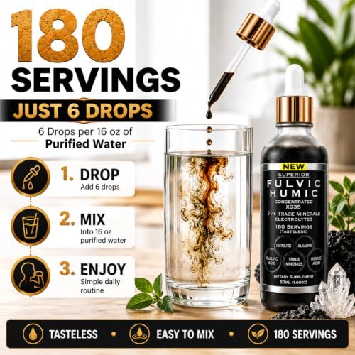 Fulvic Humic Mineral Blend Drops – 77+ Trace Minerals & Electrolytes