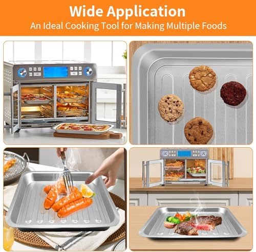 Air Fryer Grill Pan for Emeril Lagasse Everyday 360 Air Fryer, 12''×10'' Stainless Steel Air Fryer Accessories Replacement Crisper Tray Bake Pan, Not fit for Emeril Lagasse 26 QT 25 QT French Door