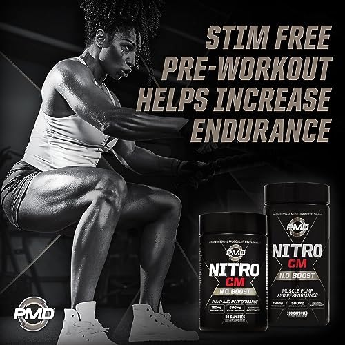 PMD Sports Nitro CM Nitric Oxide with Agmatine Supplement - 90 Capsules | Muscle Growth Support, Muscle Pump, L-Arginine, Endurance Antioxidants Boost, Hardcore Training and Bodybuilding Support