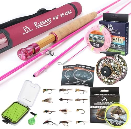 Maxcatch Women's Elegant Pink Fly Fishing Rod: 2/5-weight with Rod Tube