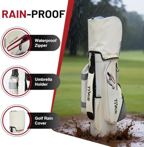 TIVOR 2026 T-Lock Golf Cart Bag-14-Way Full-Length Dividers,9 Pockets, Easy-Access Handle & Ergonomic Straps | Perfect for Cart & Walking, Includes Rain Cover