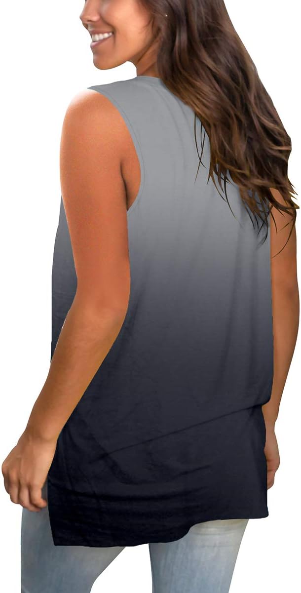 Sampeel Womens Summer Tank Tops Basic Tanks V Neck Sleeveless T Shirts Side Split