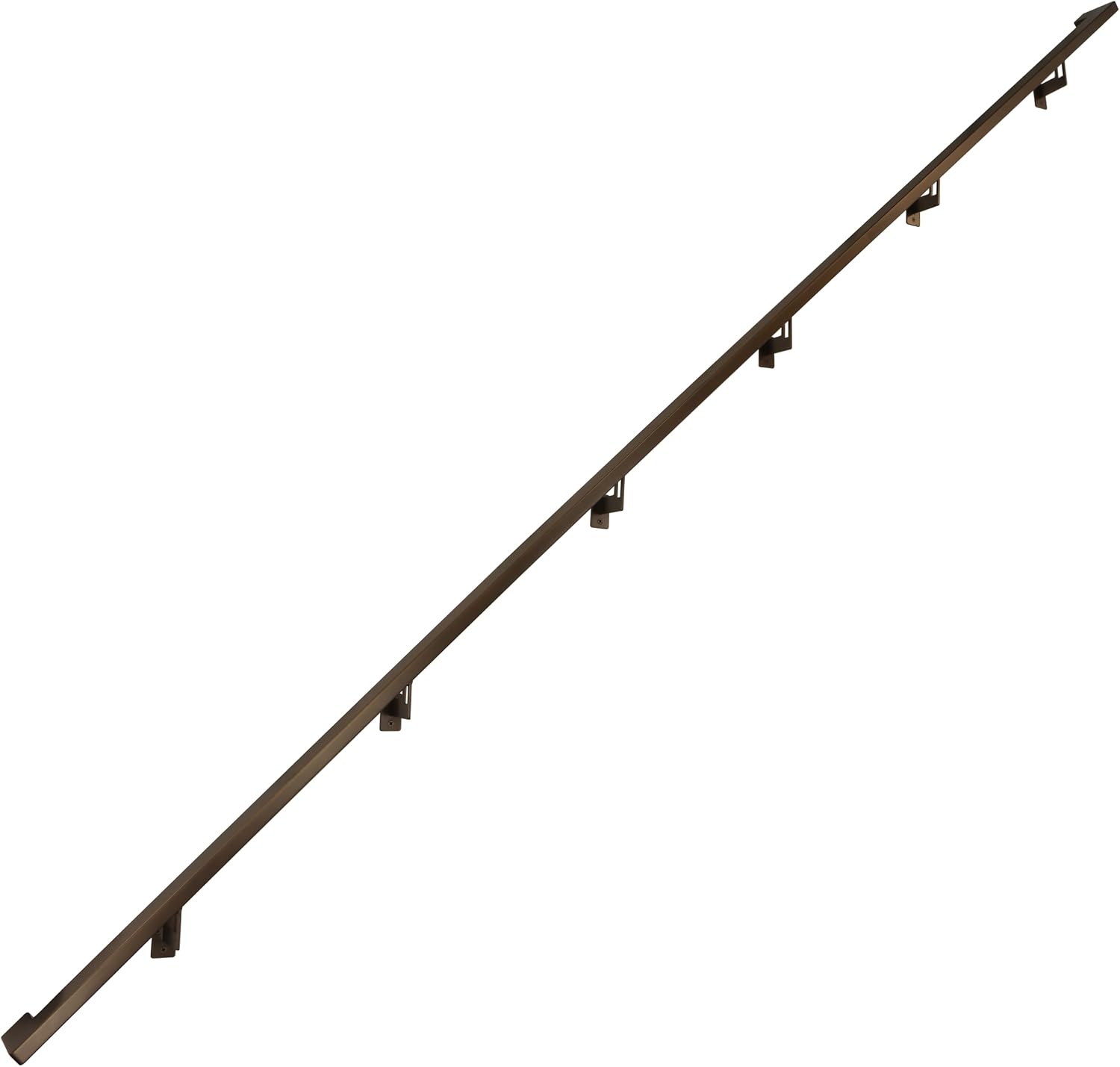 Modern Aluminum Handrail Grab Bar Kit, Adjustable Steel Brackets Included, Returns to Wall, Powder Coated Finish (Black, 4 Foot Handrail Set)