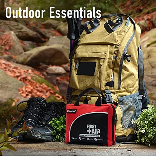 First Aid Kit -160 Pieces Compact and Lightweight - Including Cold (Ice) Pack, Emergency Blanket, Moleskin Pad, Perfect for Travel, Home, Office, Car