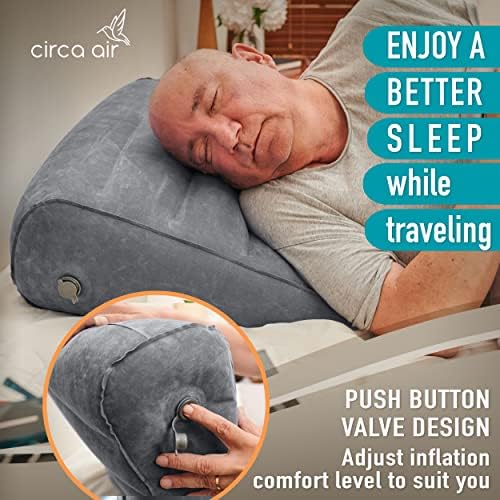 Circa Air Inflatable Wedge Pillow for Traveling - Travel Wedge Pillows for Sleeping in Bed, Acid Reflux, Sleep Apnea, Snoring for Back, Knee