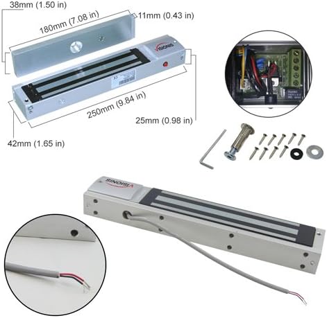 Visionis FPC-5192 600lbs Indoor Electromagnetic Lock with 600 lbs L and Z Bracket for Inswinging Door Access Control Maglock