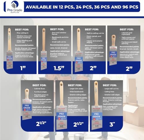Pro Grade Angle Paint Brushes, Paint Brush Set for Trim & Walls, 10 Pc | Sash & cut-in detail | Furniture, cabinets