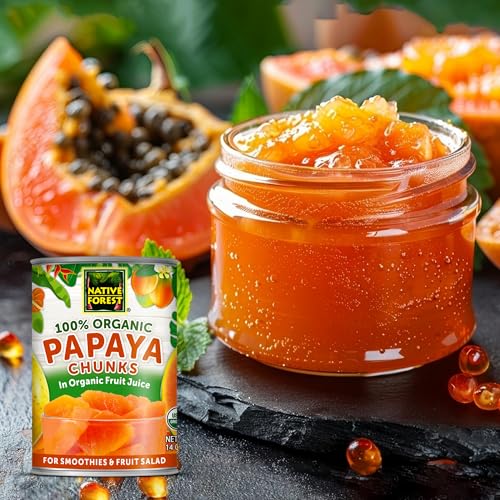 Native Forest Organic Papaya Chunks in Fruit Juice - 14 Ounce (Pack of 6) | Canned Organic Papaya Fruit, Non-GMO, Vegan