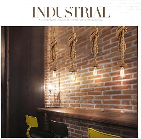2 Heads Vintage(1.5+1.5 Meter) Hemp Rope Pendant Light Fixture E26/E27 Base,Retro Hemp Rope Hanging Light Vintage Ceiling Light Lamp Retro Style for Dining Hall Restaurant Bar Lighting,110V …