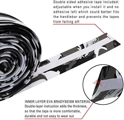 TOPCABIN Comfort Gel Road Bike EVA Handlebar Tape Bike Bar Tape Camouflage Series Tape with Reflective Bar Plugs