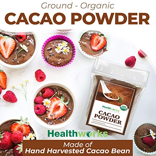 Healthworks Superfoods Organic Cacao Powder 1 lb Unsweetened Vegan Non-GMO | Organic, Unsweetened, Antioxidant, Magnesium, Non-GMO, Vegan, Keto, For Baking, For Smoothies, For Hot Chocolate, Paleo