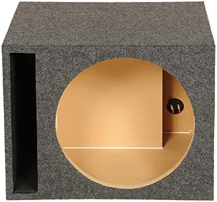 QPower 15 Inch Heavy-Duty Single Vented Carpet Covered Durable Car Audio Vehicle Subwoofer Enclosure Woofer Box, Charcoal Gray