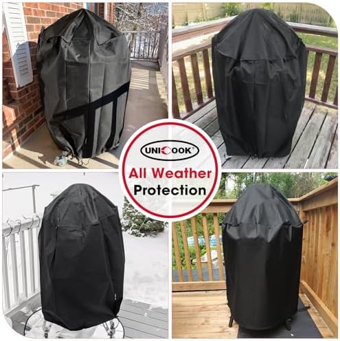 Unicook Round Smoker Cover 30 Inch, Heavy Duty Waterproof Charcoal Kettle BBQ Grill Cover, Fade Resistant Barrel Protector, Fits Weber Char-Griller Akorn Kamado and More, 30" Dia x 36" H