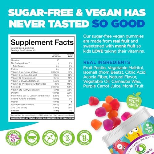 NUTRAMIN Sugar-Free Gummy Multivitamins for Kids, Allergen-Free, 90 Count