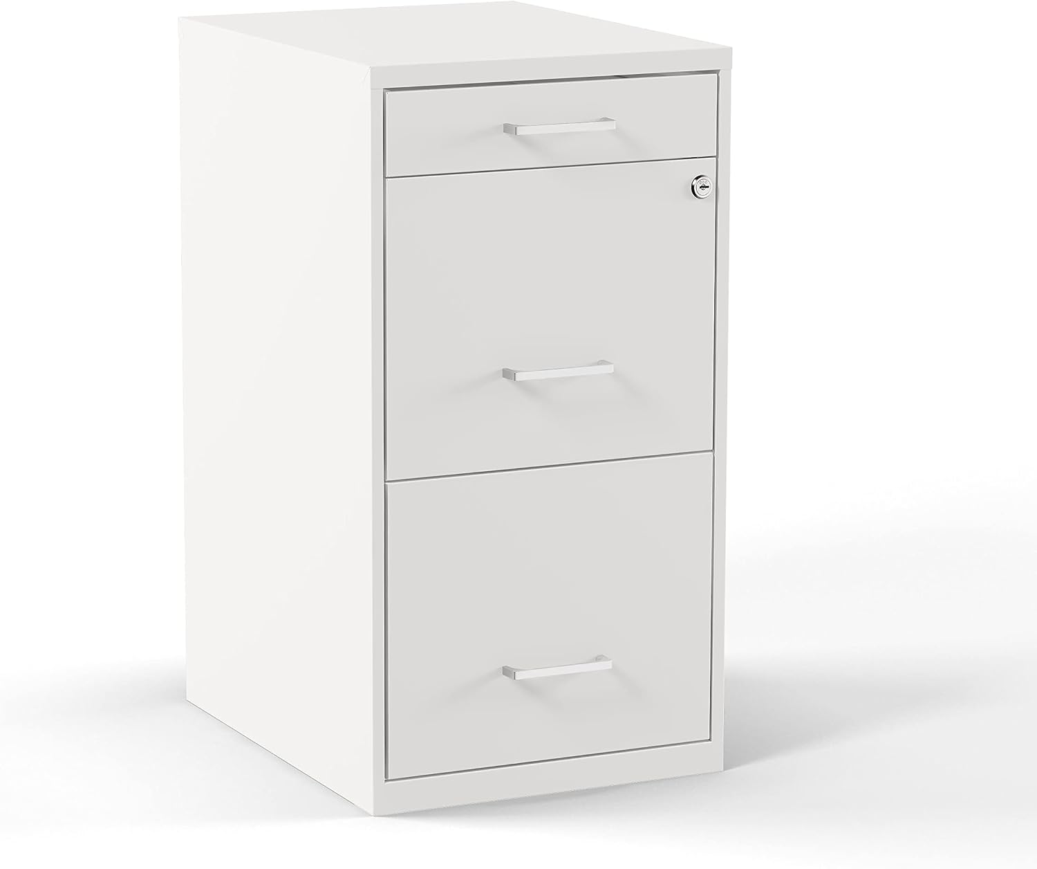 Staples 3-Drawer Vertical File Cabinet, Letter Size Documents, Lockable & Mobile, 18.9" D x 14.3" W x 26.9" H, White
